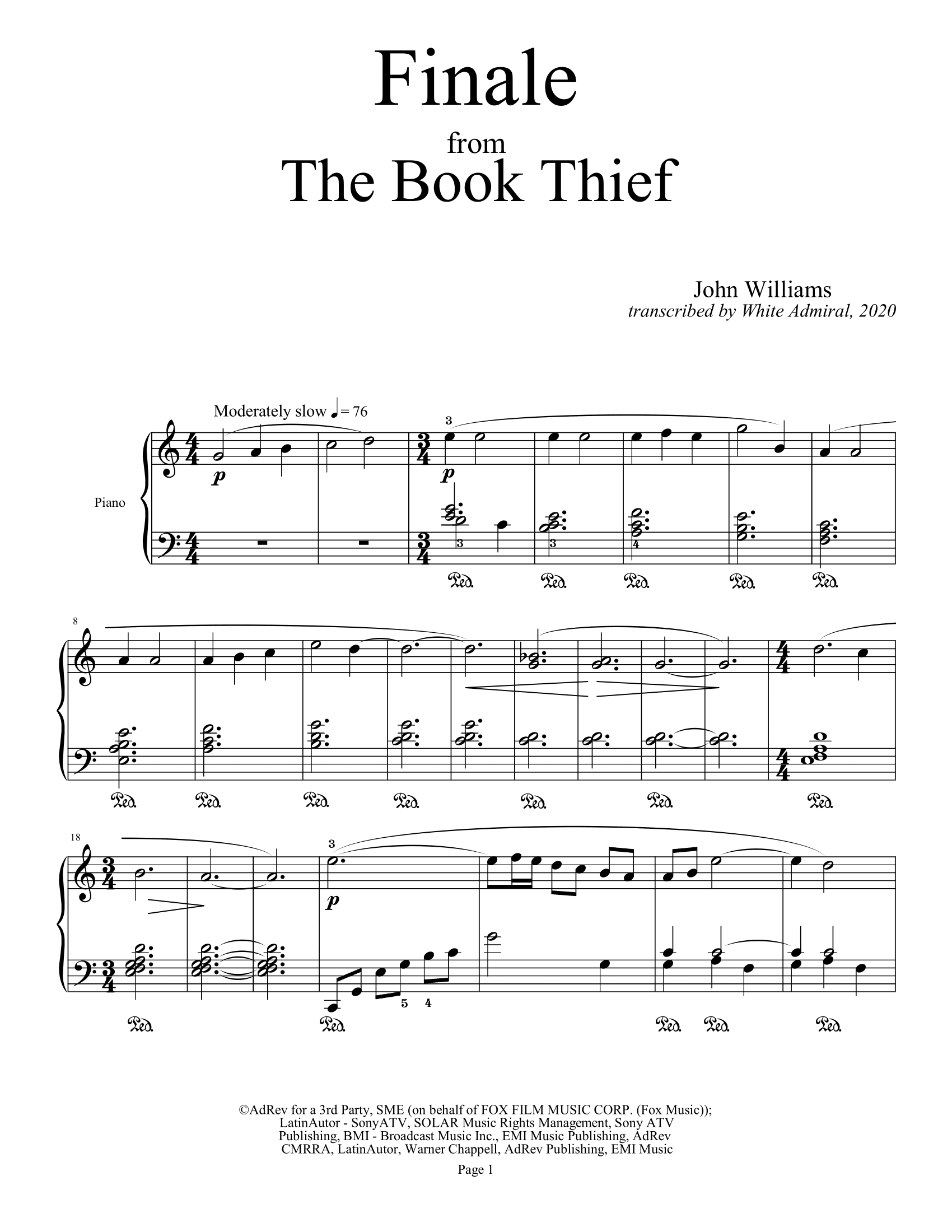 THE BOOK THIEF (LA VOLEUSE DE LIVRES) - Partition musique de film - Planète  Partitions